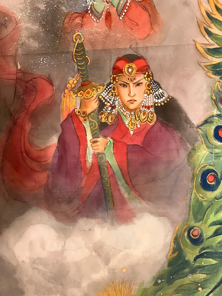 Babusha — silk portrait by Xiang Li