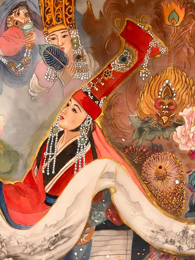 Chabi, Nambui — silk portrait by Xiang Li