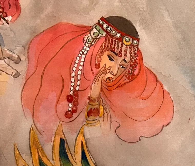 Babukhan — silk portrait by Xiang Li