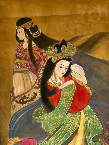 Empress Bo and Empress Wang Zhi — silk portrait by Xiang Li