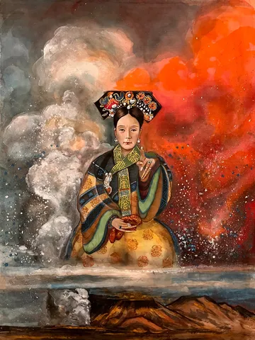 Empress Dowager Cixi — silk portrait by Xiang Li