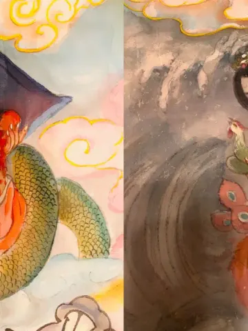 Empress Hu and Empress Sun — silk portrait by Xiang Li