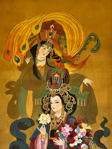 Empress Guanglie (Yin Lihua) and Guo Shengtong — silk portrait by Xiang Li