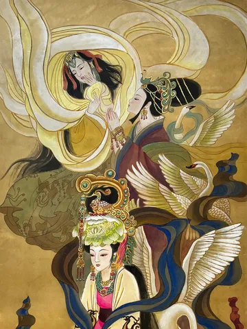 Empress Huai (Zhen), Empress Zhang, Empress Wang (Cao Wei) — silk portrait by Xiang Li
