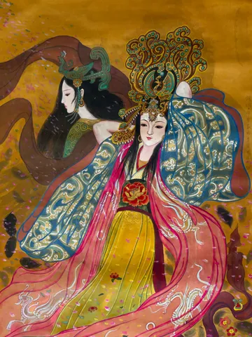 Empress Mao and Empress Guo (Cao Wei) — silk portrait by Xiang Li