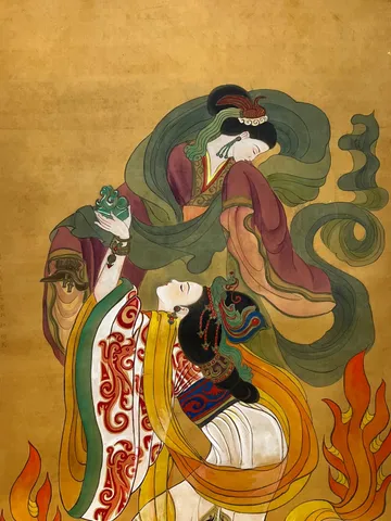 Empress Song and Empress Ling — silk portrait by Xiang Li