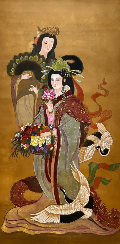 Empress Yin and Deng Sui (Empress Hexi) — silk portrait by Xiang Li