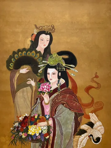 Empress Yin and Deng Sui (Empress Hexi) — silk portrait by Xiang Li