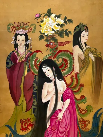 Empress Yixian (Liang Nüying), Empress Deng (Deng Mengnü), Empress Huansi (Dou Miao) — silk portrait by Xiang Li