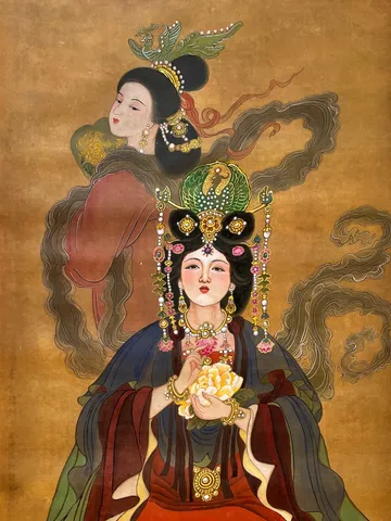 Empress Ruizhen (Shen) and Empress Zhenyi (Dugu) — silk portrait by Xiang Li