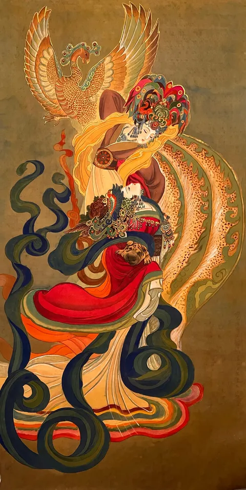 Empress Zhou the Elder, Empress Zhou the Younger (Southern Tang) — silk portrait by Xiang Li