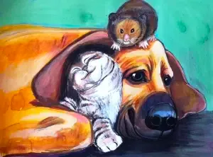 Dog, cat, and guinea pig
