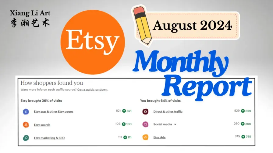 Etsy Monthly Report for Xiang Li Art (August 2024)