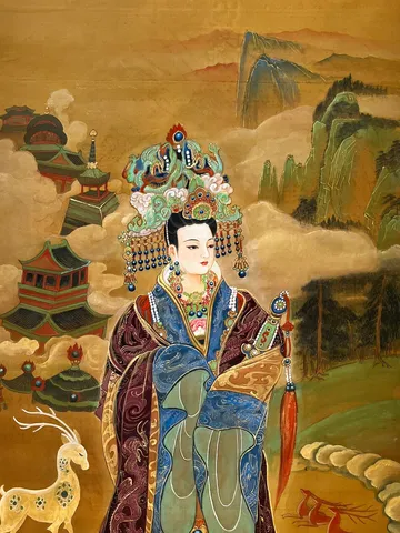 Empress Wu Zetian — silk portrait by Xiang Li