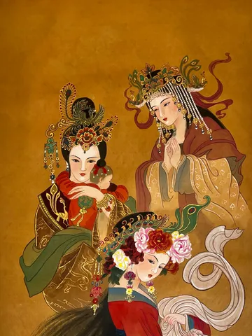 Xu Pingjun, Huo Chengjun and Empress Wang — silk portrait by Xiang Li