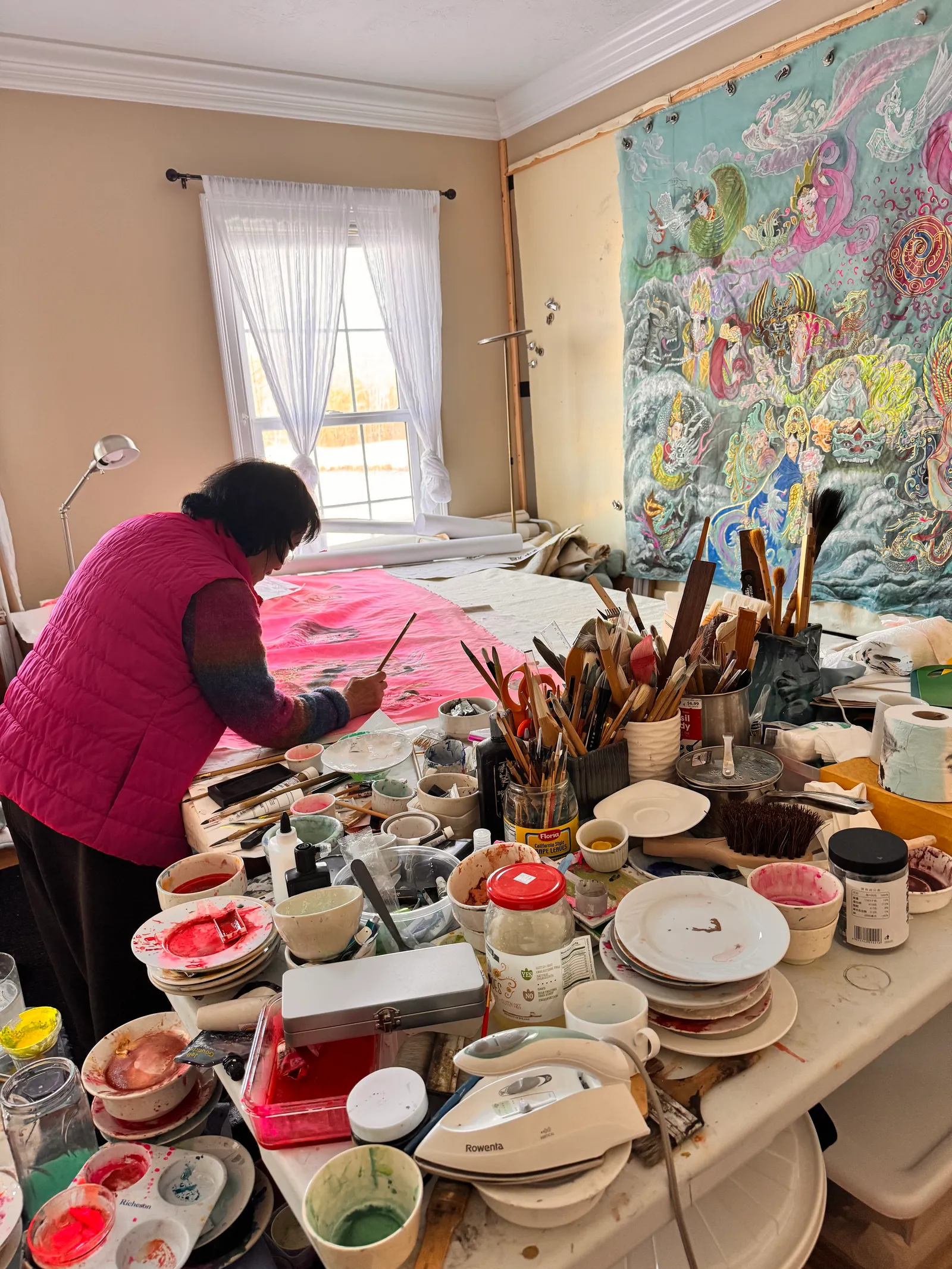 Artist Xiang Li in her studio